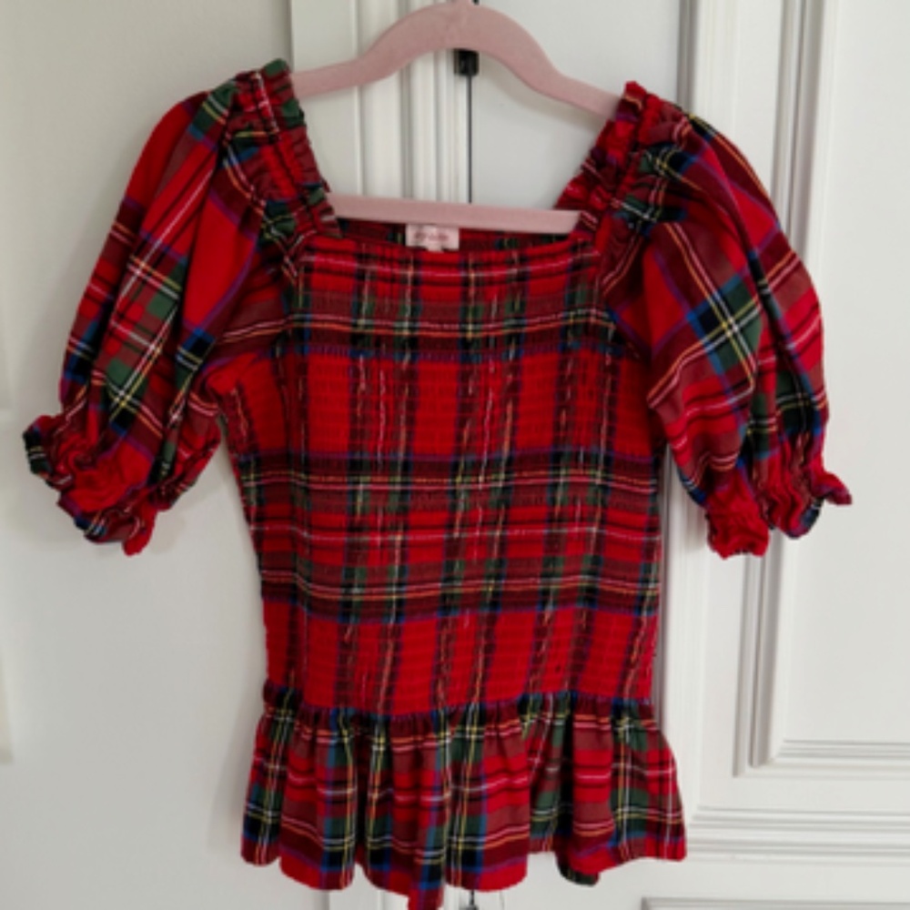 Ivy City Co Mini Madeline Top in Holiday Plaid Size 11/12 girls